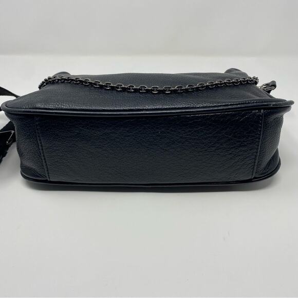 Black Faux Leather 2 in 1 Adjustable + Chain Straps Crossbody Shoulder Bag - Picture 5 of 15